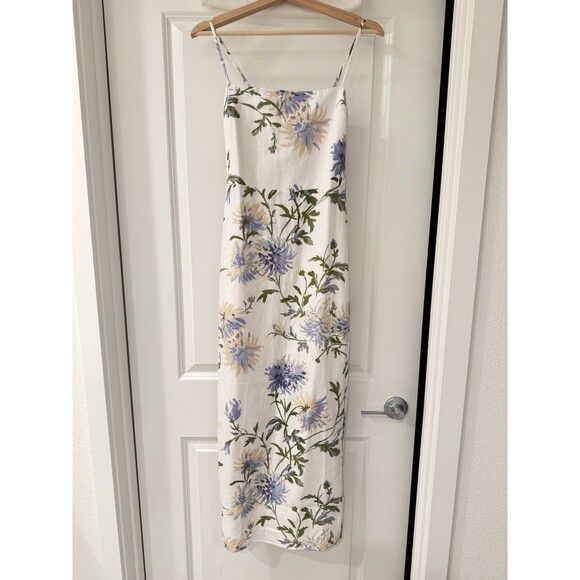 Reformation White Floral Maxi Dress with Blue and Green Print - Picture 10 of 16